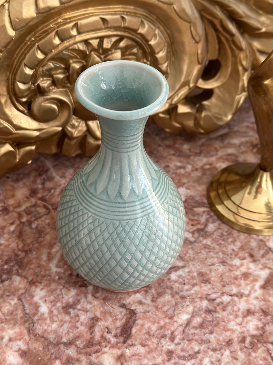 Blue Pale Vintage Vase Made in Thailand Etsy