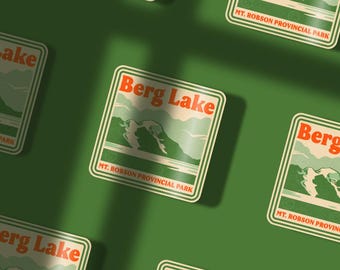 Retro Berg Lake Sticker - Mount Robson Provincial Park