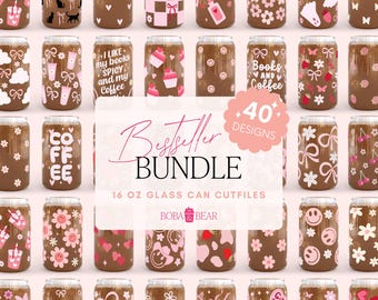Libbey Glass Can SVG Bundle: 40 Trending Cup Wrap Designs (PNG, SVG)