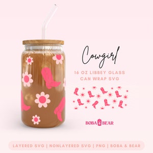 Cowgirl Boots Libbey Glass Can Wrap SVG (Digital File)