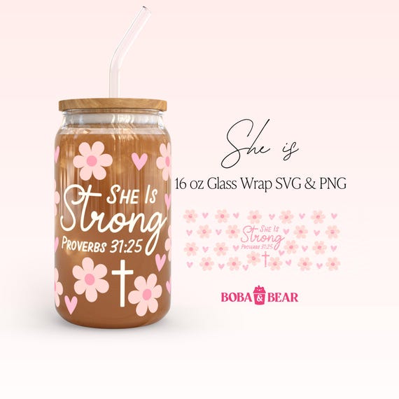 Christian Women Libbey Glass Tumbler She is Strong Christian Women Libbey Glass Tumbler She is Strong