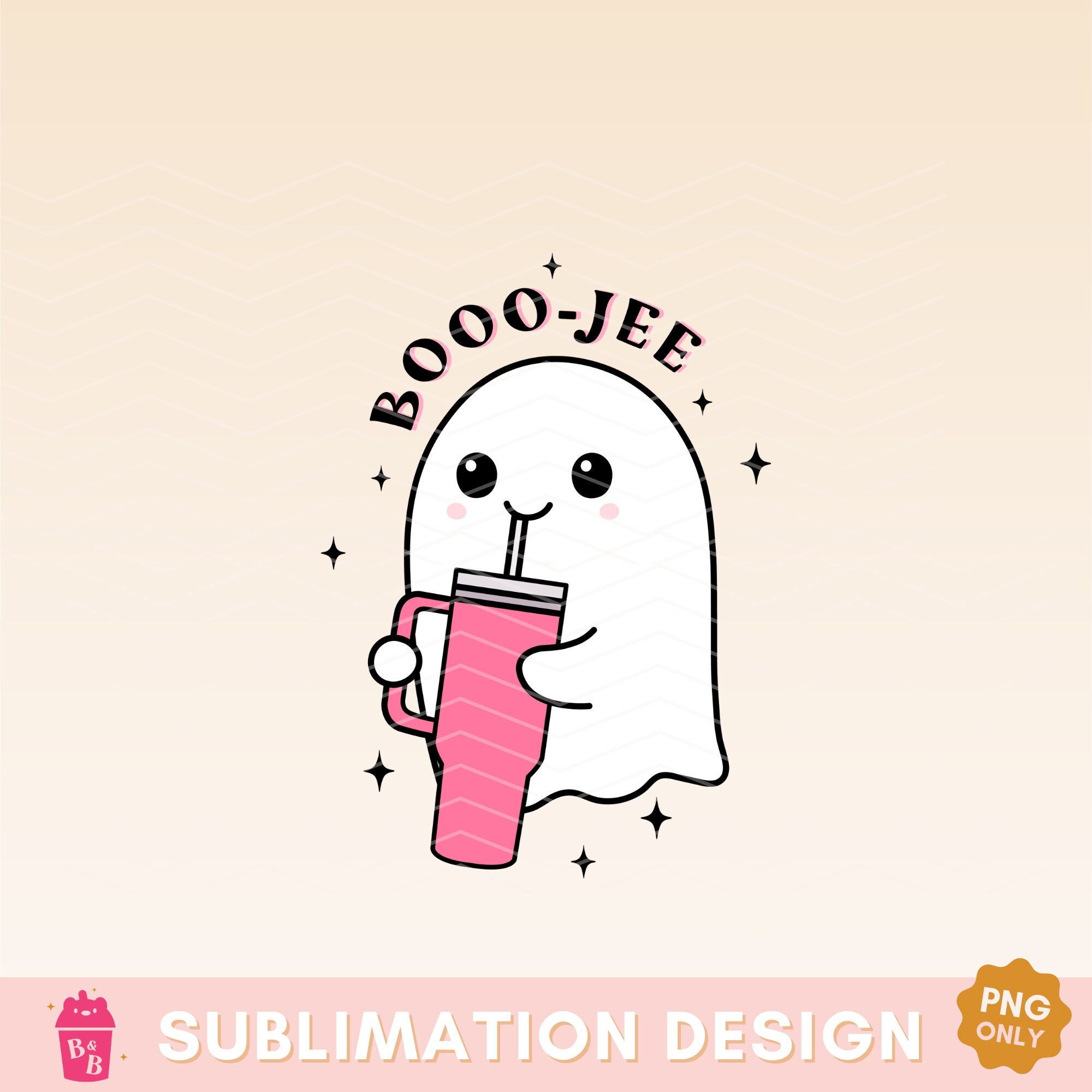BooJee Stanley Tumbler Inspired Ghost PNG, Trendy Tumbler Clip Art, Sublimation Design Download, DTF Print Tumbler Sticker