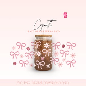 Coquette Bow Daisy 16oz Libbey Glass SVG (Digital Download)