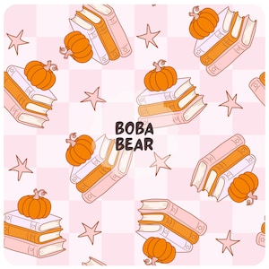 Fall Bookish Seamless Pattern: Pumpkins & Books PNG (Digital Download)