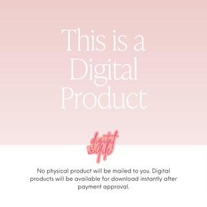 May include: A digital product announcement on a gradient pink background. The text "This is a Digital Product" is in white, elegant font. A pink and red logo with the words "digital life" is at the bottom.