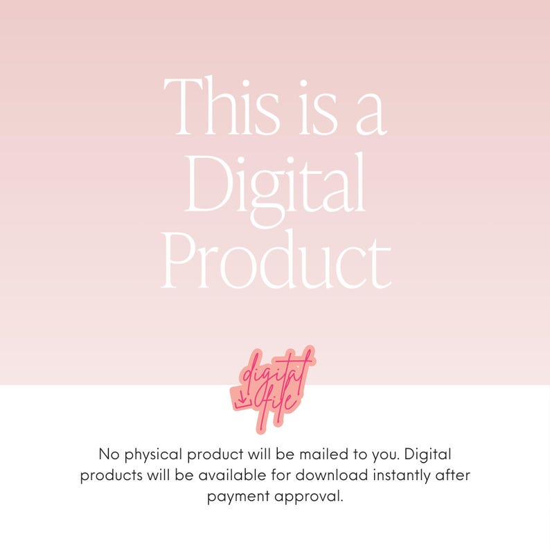 May include: A digital product announcement on a gradient pink background. The text "This is a Digital Product" is in white, elegant font. A pink and red logo with the words "digital life" is at the bottom.