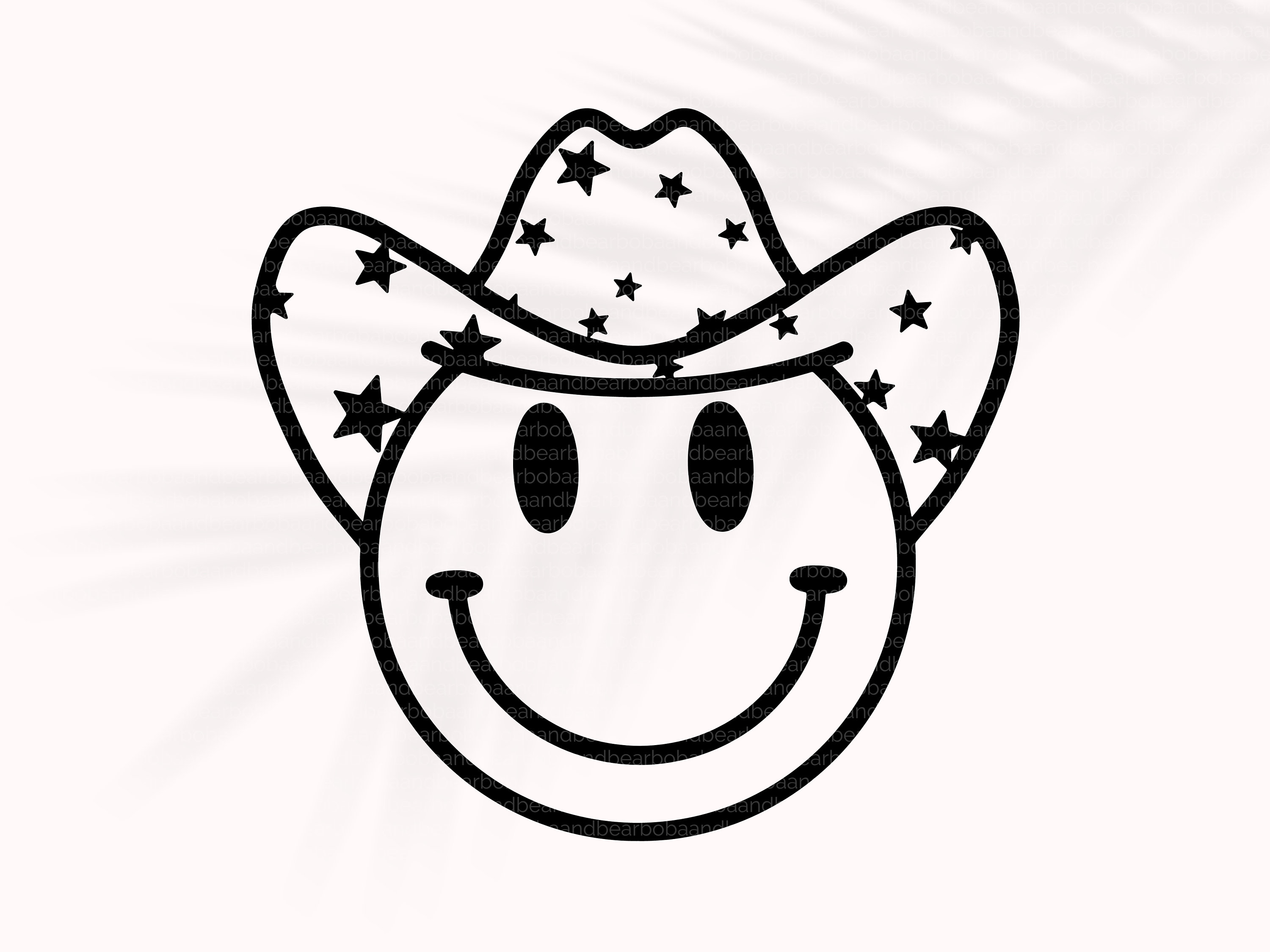 Cowboy Smiley Face Svg Happy Face Cowboy Hat Png Western - Etsy