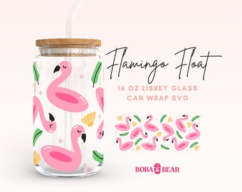 Flamingo Libbey Glass Can Wrap SVG: Summer Seashell Design (Digital File)