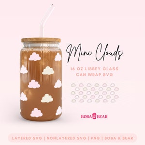Cloud Libbey Glass Svg, 16oz Glass Can Wrap, Kawaii Glass Can Svg, Cute Glass Cup Svg, Libbey Svg Boho, Beer Can Glass Svg, Cloud Svg