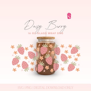 Emballage de boîte de conserve en verre fraise, Svg d'emballage de conserve Libbey aux fraises, Emballage de verre Libbey, Svg de boîte de conserve en verre, Svg de fraise, Emballage de boîte de conserve en verre de 16 oz, Emballage de tasse