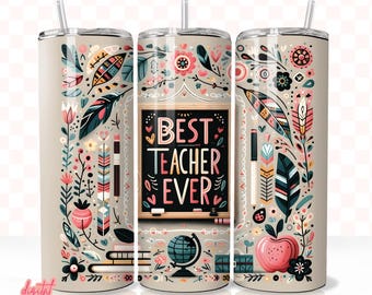 Teacher Tumbler Wrap, 20oz Skinny Tumbler Sublimation Designs, Teacher Tumbler Png