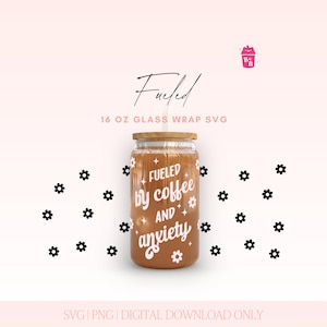 Glass Can Cutfile, Libbey Glass Designs, Glass Can Wrap Svg for 16oz Cup, Gift for Coffee Lover