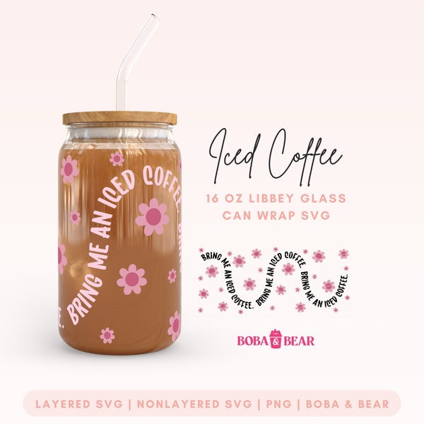 Iced Coffee Lover 16oz Libbey Glass Wrap SVG Cut File