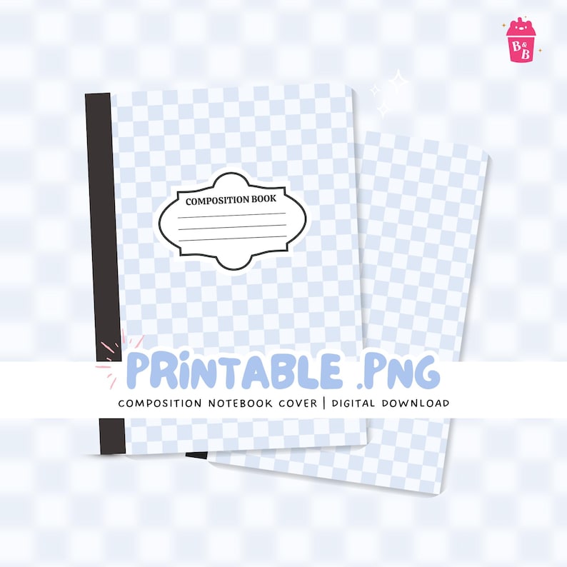 Printable Composition Notebook Cover: Blue Designs (digital Download ...