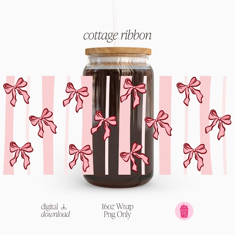 Cup Wrap Png Ribbons, Glass Wrap Design for UV DTF Bows - Etsy