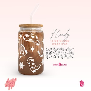 Cowboy Wild West Western, Liberty 16oz Dose Glas svg Cowgirl-Stiefel, Bierglas svg