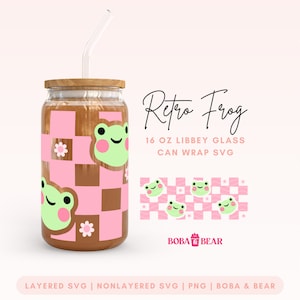 Frosch-Glasdose Cutfile, Frogsvg, Libbey-Svg-Designs, Geschenkglasdosen, Eiskaffeeglas-Svg, Libbey Glasdesigns