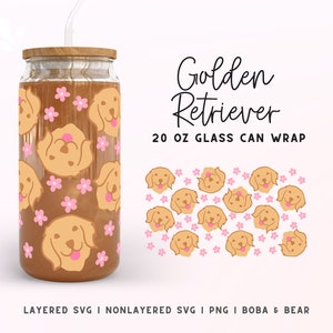 Golden Retriever Libbey Glass Wrap, Golden Retriever Svg, Dog Mom Glass Can Wrap Svg, 20oz Glass Can Wrap, Dog Mom Svg, Dog Cup Wrap Svg