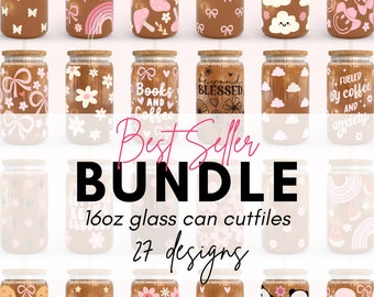 Glass Can SVG Bundle: 16oz Cup Wrap Designs (Digital Download)