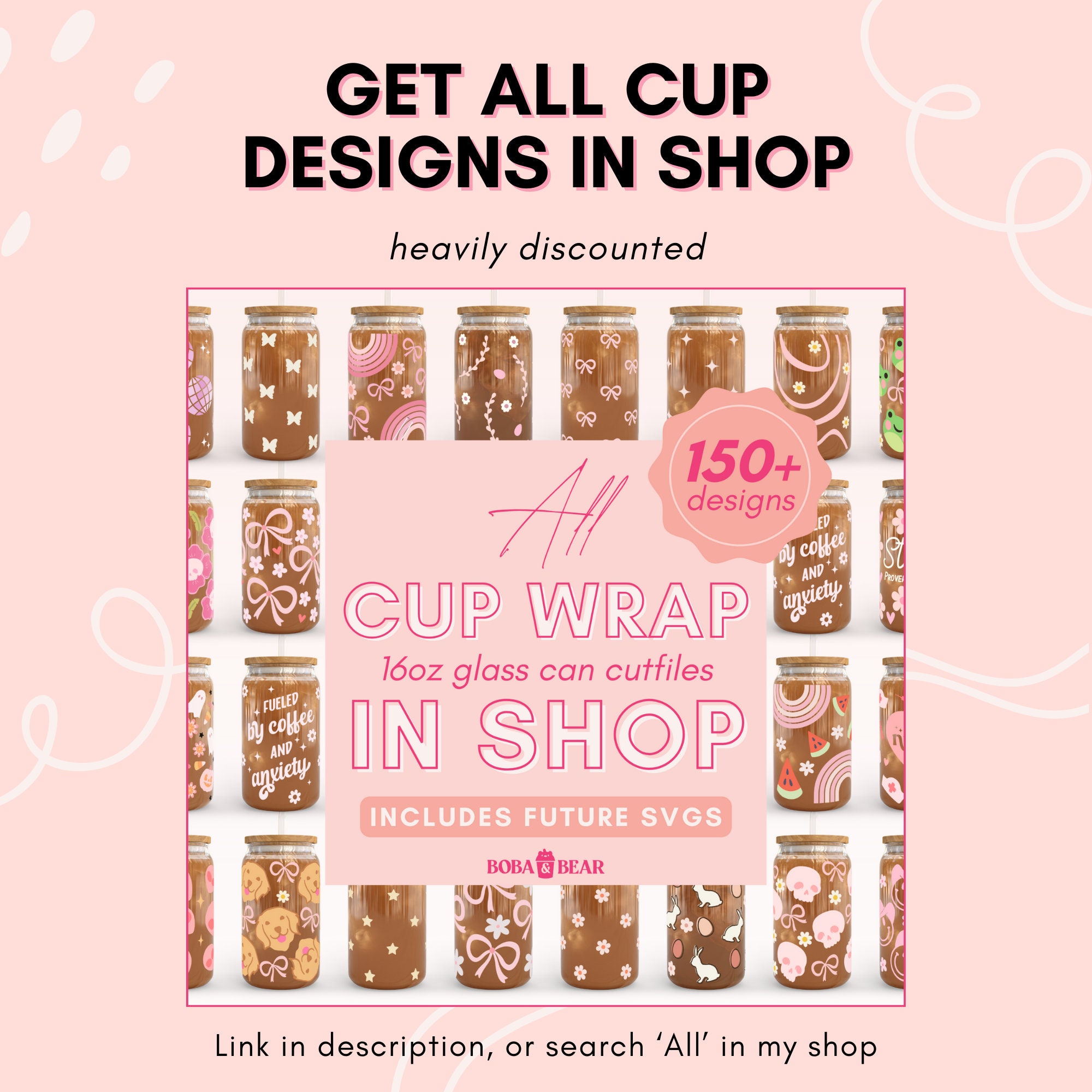Bows Glass Can Wrap SVG Bundle: 16oz Libbey Designs (digital Download ...