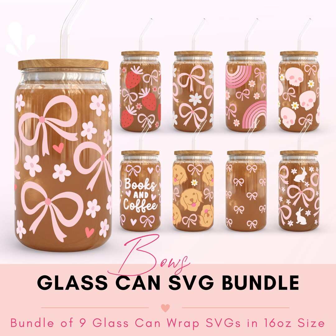 Bows Glass Can Wrap SVG Bundle: 16oz Libbey Designs (digital Download ...