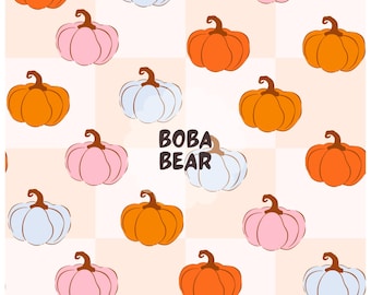 Fall Pattern Preppy Pumpkins Seamless Repeat Pattern for Fabric Sublimation