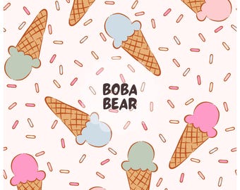 Summer Pattern Ice Cream and Sprinkles Seamless Repeat Pattern for Fabric Sublimation