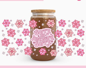 Awkward Libbey Glass Can Wrap PNG: Trendy Girly Design (Digital Download)
