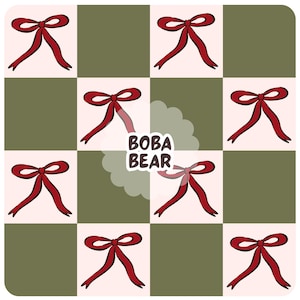 Christmas Bows Seamless Pattern: Vintage Holiday Digital Paper (PNG Download 12&quot;x12&quot;)