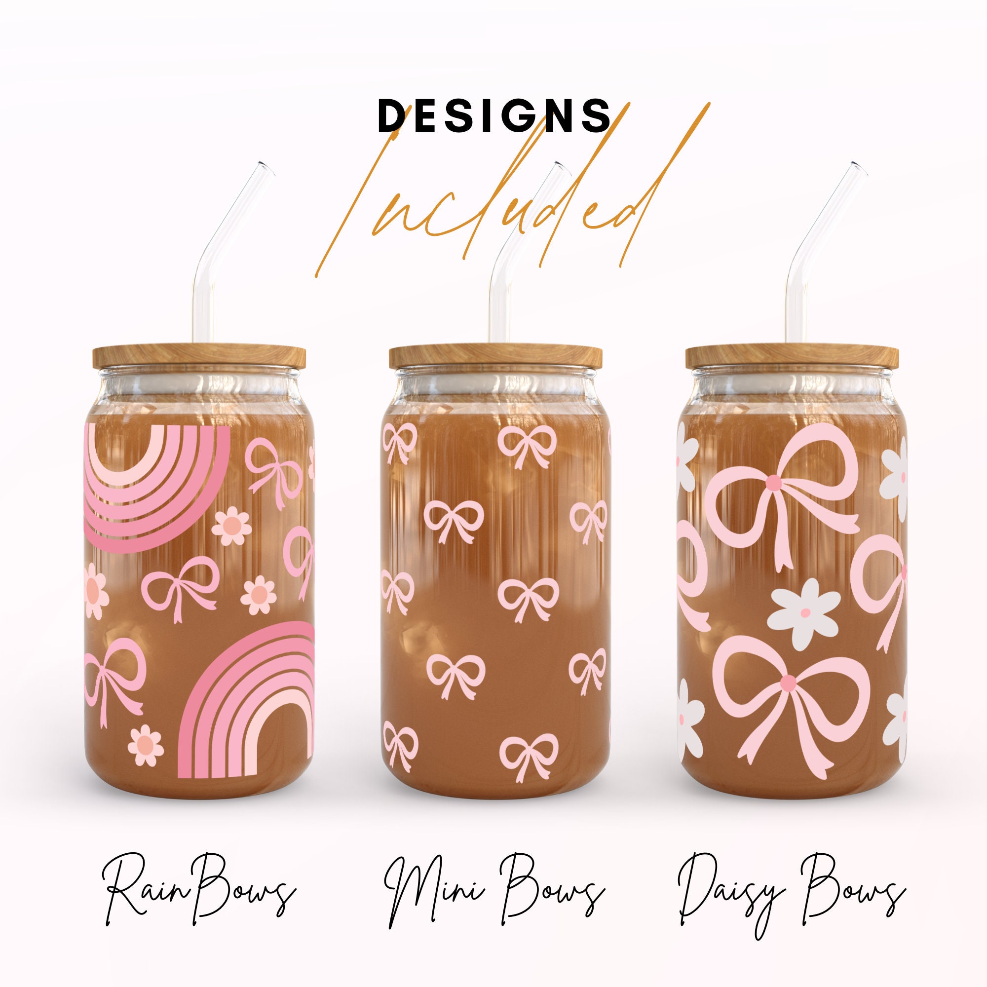 Bows Glass Can Wrap SVG Bundle: 16oz Libbey Designs (digital Download ...