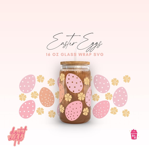 Boho Easter Egg Cup Wrap SVG: Libbey Glass Can Design (Digital Download)