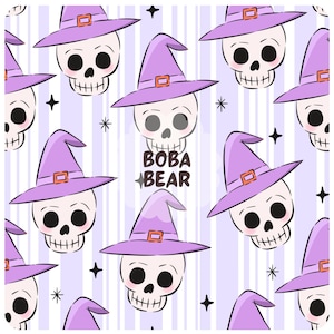 Halloween Pattern Witchy Skulls Seamless Repeat Pattern for Fabric Sublimation