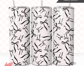 Black Bows 20oz Tumbler Sublimation PNG, Trending Tumbler Designs, Bows 20oz Tumbler PNG Wrap, Minimal