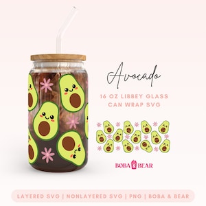 Abacate Libbey Glass Svg, 16oz Libbey Svg, Kawaii Glass Can Svg, Trendy Glass Cup Svg, Libbey Glass 16oz Cut File, Beer Can Glass Svg