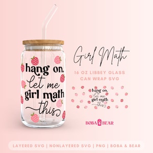 Girl Math Libbey Glass Wrap SVG: Iced Coffee Cup Design (Digital Download)