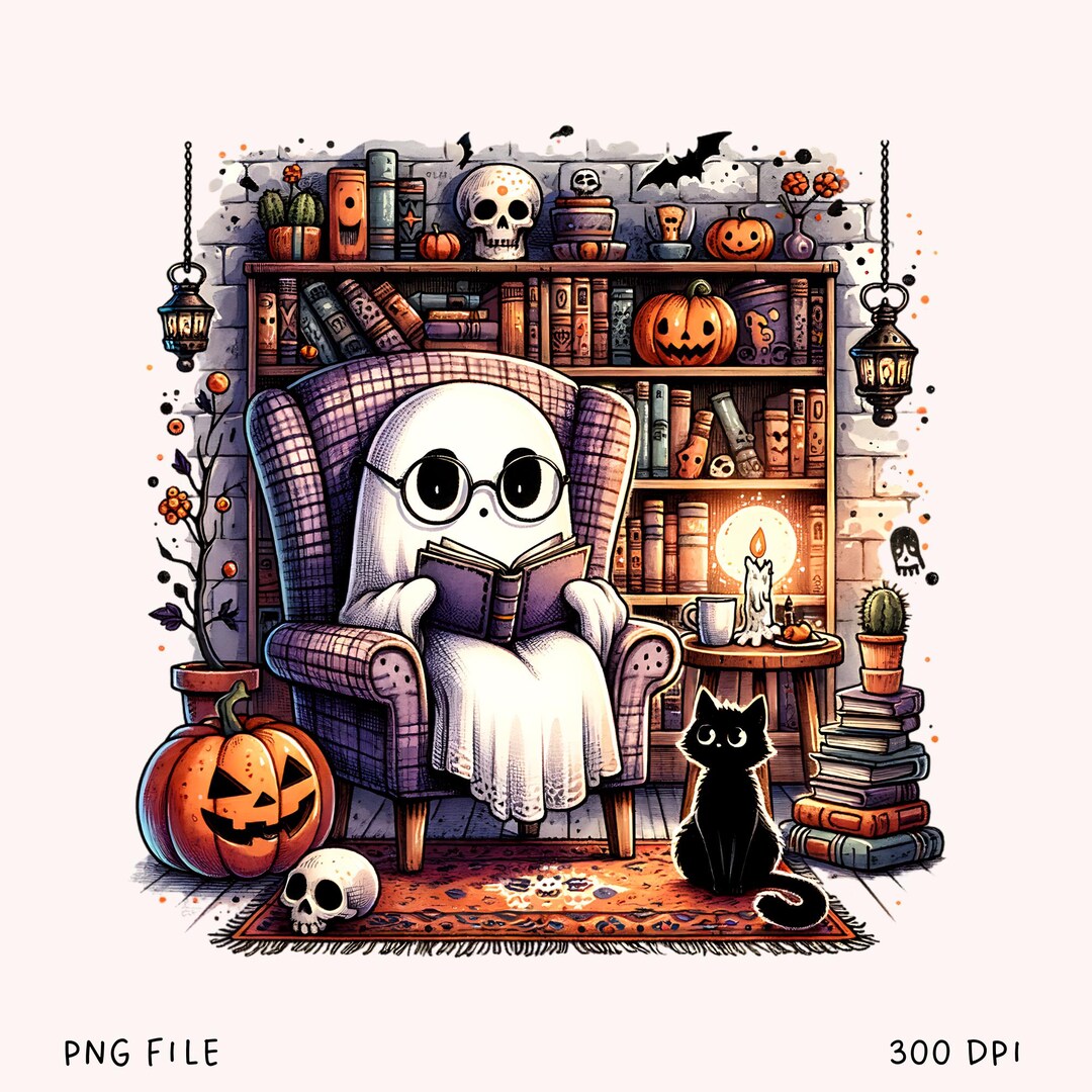 Ghost Reading Book PNG: Halloween Bookish Design (digital Download) - Etsy
