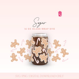 Kerstmis Libbey Wrap Svg, 16oz glazen blikje wrap, koffie glas Svg, kerst Svg