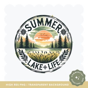 Retro Lake Life PNG: Summer Camping Sublimation Design (Digital Download)