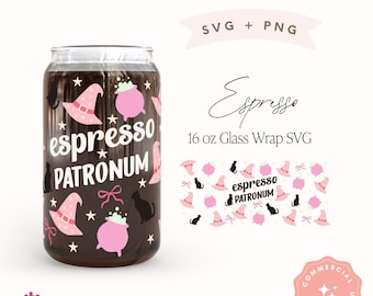 Witch Coffee Cup Wrap SVG: Halloween Libbey Glass Design (Digital Download