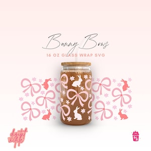 Osterglas svg, Osterglasdose Cutfile, Oster Libbey svg Hase, Glaskaffeetasse-Designs, niedliche Bögen svg, Frühling Libbey svg