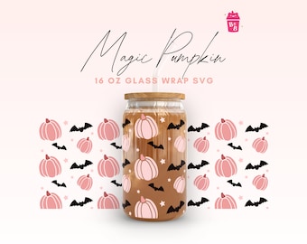 Embalagem de lata de vidro de 473 ml em formato de morcego-abóbora SVG: design de copo de Halloween (download digital)
