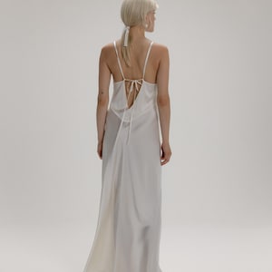 Modern Silk Wedding Dress | White Silk Slip Dress for Summer Weddings | Simple Bias Cut Bridal Gown | Reception & Rehearsal Dinner Dress