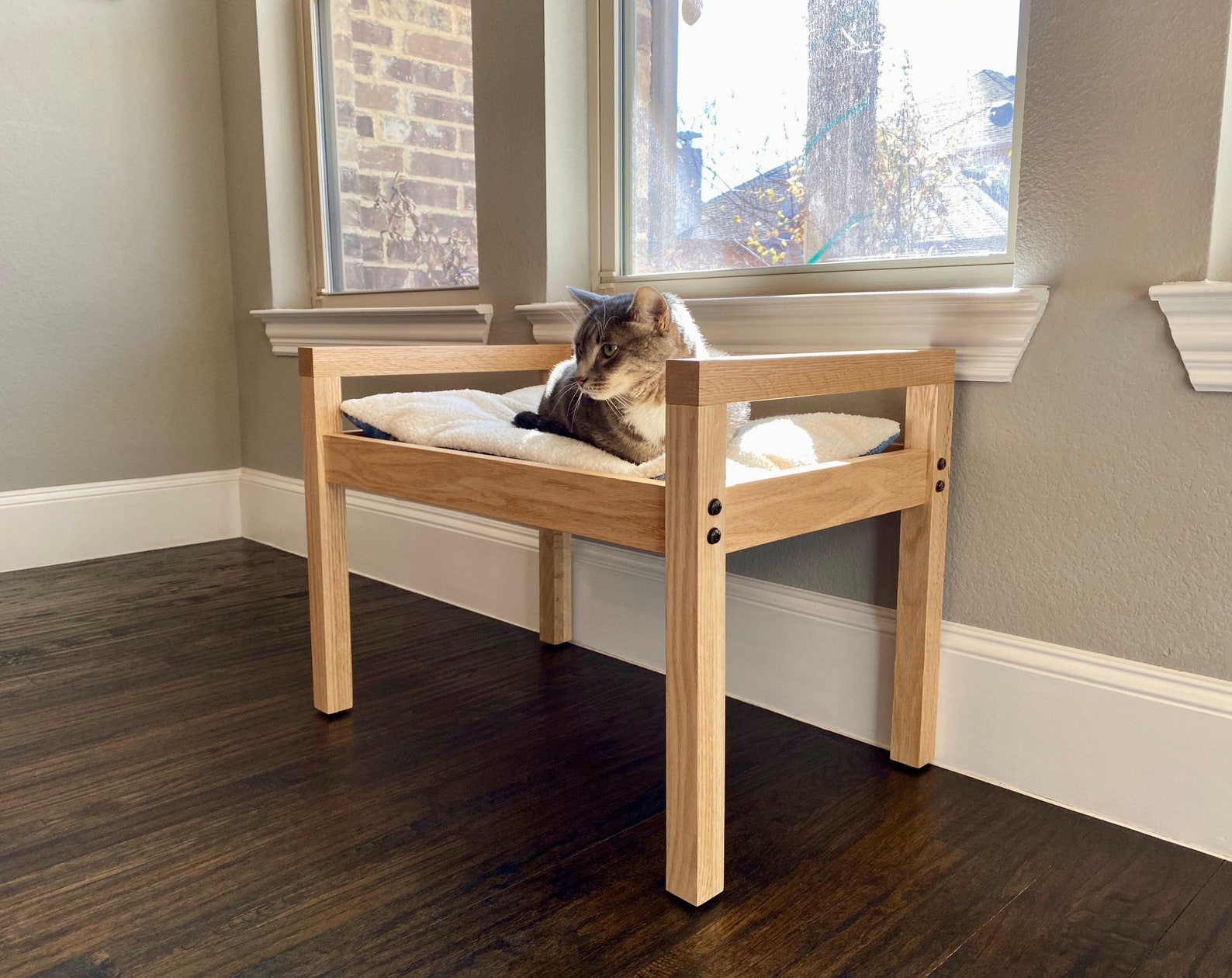 Wooden Cat Bed Oak Cat Bed Furniture for Cats Luxury Cat Etsy