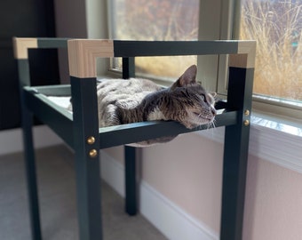 Tall Cat Bed, Window Cat Bed, Wood Pet Bed, Custom Cat Furniture