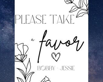 Modern Floral Wedding Favor Sign template download