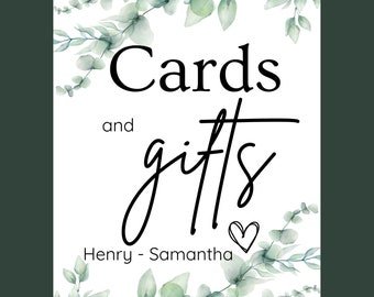 Greenery Wedding Cards and Gifts Sign template download