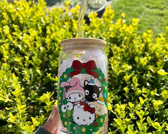 Christmas Kitty and Friends | with Lid and Straw | 16oz Cup | Gift Ideas | Tumblers & Cups | Birthday gift |