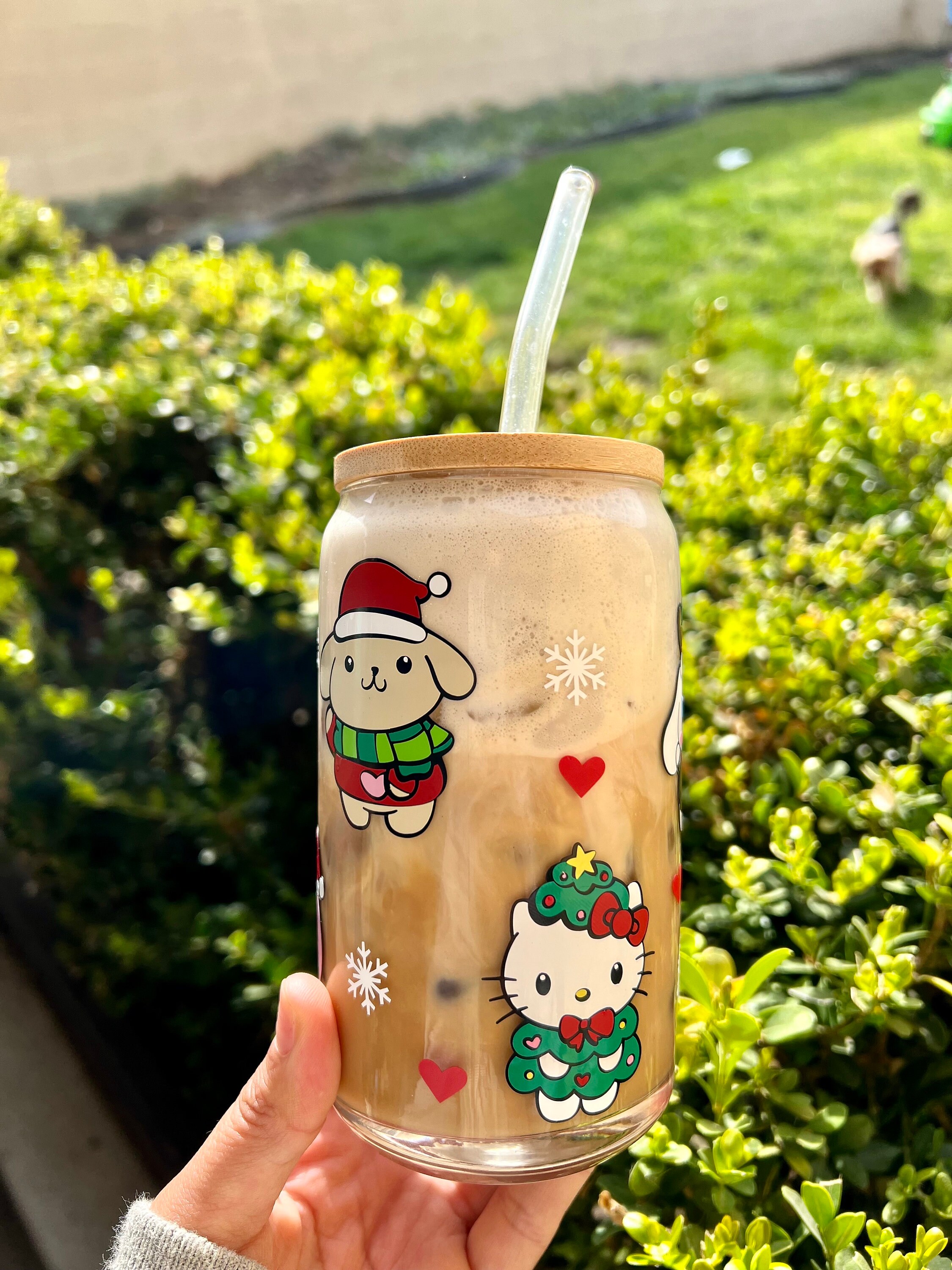 Kawaii Kitty and Friends | Christmas | with Lid and Straw | 16oz Cup | Gift Ideas | Tumblers & Cups | Birthday gift | Beer can glass