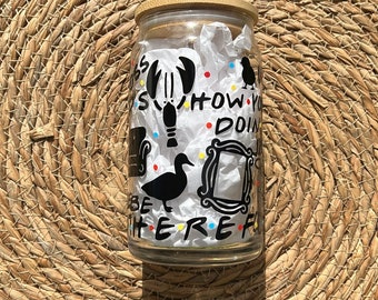 Friends Glass with Lid and Straw | 16oz Cup | Gift Ideas | Tumblers & Cups | Birthday gift |