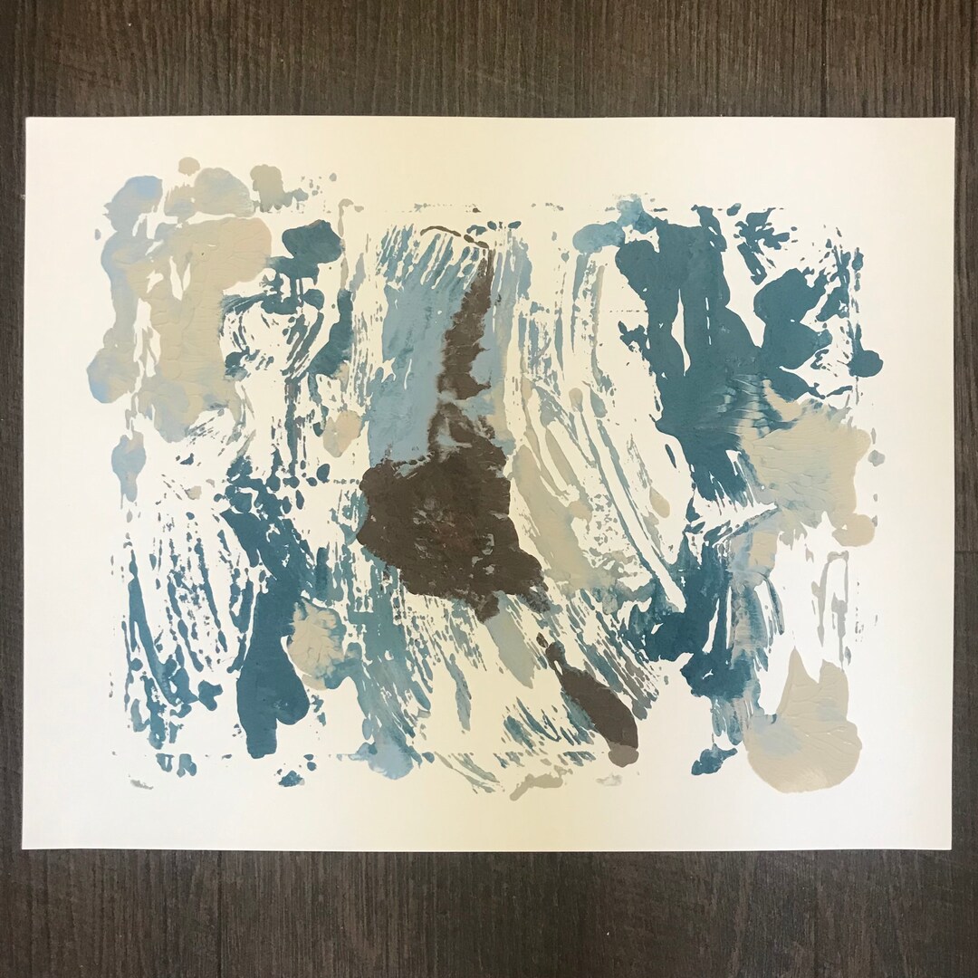 Abstract Monotype Art Print: Textured Organic Shapes, 11